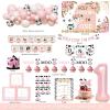 Hombae Holy Cow Im One Birthday Decorations Girl, Cow First Party Decorations, Pink Moo Backdrop Balloon Banners Cutout Cake Cupcake Topper Box Crown Poster for Girls Pink 1st Birthday Supplies view 2