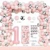 Hombae Holy Cow Im One Birthday Decorations Girl, Cow First Party Decorations, Pink Moo Backdrop Balloon Banners Cutout Cake Cupcake Topper Box Crown Poster for Girls Pink 1st Birthday Supplies view 3