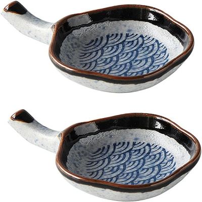 2pcs Japanese Dipping Dish Cutlery Tray Vintage Tray Dessert Trays Ceramic Chopsticks Holder Mini Sushi Tray Dip Dishes Sauce Plate Sauce Dipping Dish Ceramic Chopstick Rest