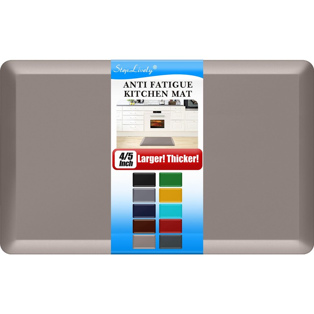 4/5 Inch Thick Kitchen Mat - Cushioned Anti Fatigue Mats for Kitchen Floor - Easy to Clean, Waterproof, Non-Slip Kitchen Rug for Sink, Office, Kitchen (17''x28'' Brown)