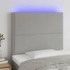 vidaXL LED Headboard, Upholstered Headboard for Bed Home, Bed Headboard with LED Light, Bedroom Furniture, Light Gray 39.4"x2"x46.5"/50.4" Fabric view 2