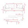 Modern Velvet Fabric Sofa Bed Futon with 2 Pillows,5 Metal Legs,Couch with 3 Adjustable Angles,Convertible Small Loveseat Folding Sleeper Sofa Bed for Compact Living Spaces,Bedroom,Apartment (Pink) view 2