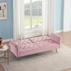Modern Velvet Fabric Sofa Bed Futon with 2 Pillows,5 Metal Legs,Couch with 3 Adjustable Angles,Convertible Small Loveseat Folding Sleeper Sofa Bed for Compact Living Spaces,Bedroom,Apartment (Pink) view 3