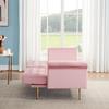 Modern Velvet Fabric Sofa Bed Futon with 2 Pillows,5 Metal Legs,Couch with 3 Adjustable Angles,Convertible Small Loveseat Folding Sleeper Sofa Bed for Compact Living Spaces,Bedroom,Apartment (Pink) view 4