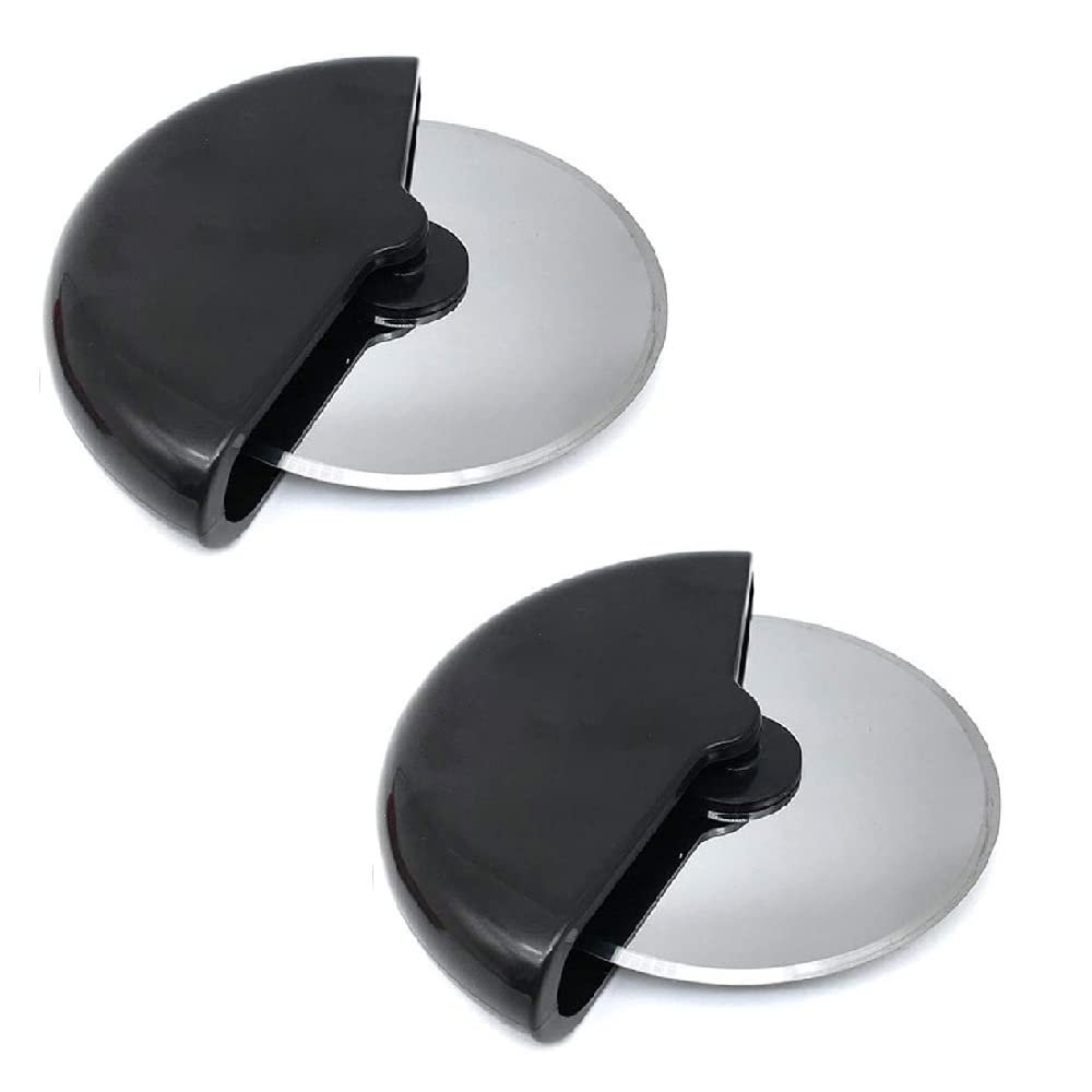 2Pack Pizza Cutter Wheel Easy Pizza Slicer Chopper Handheld Pizza Cutting Tool with Sharp Blade for Kitchen Pizza Bread 3.7 Inch (Black)