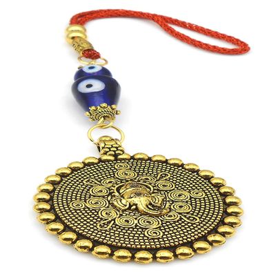 BBRATS Energetic Ganesha Evil Eye Wall Hanging for Vastu Nazar Suraksha Reiki Healing Blue Beads Evil Eye for Home Entrance, Car, Door/Office Evil Eye Hanging for Good Luck Success Prosperity