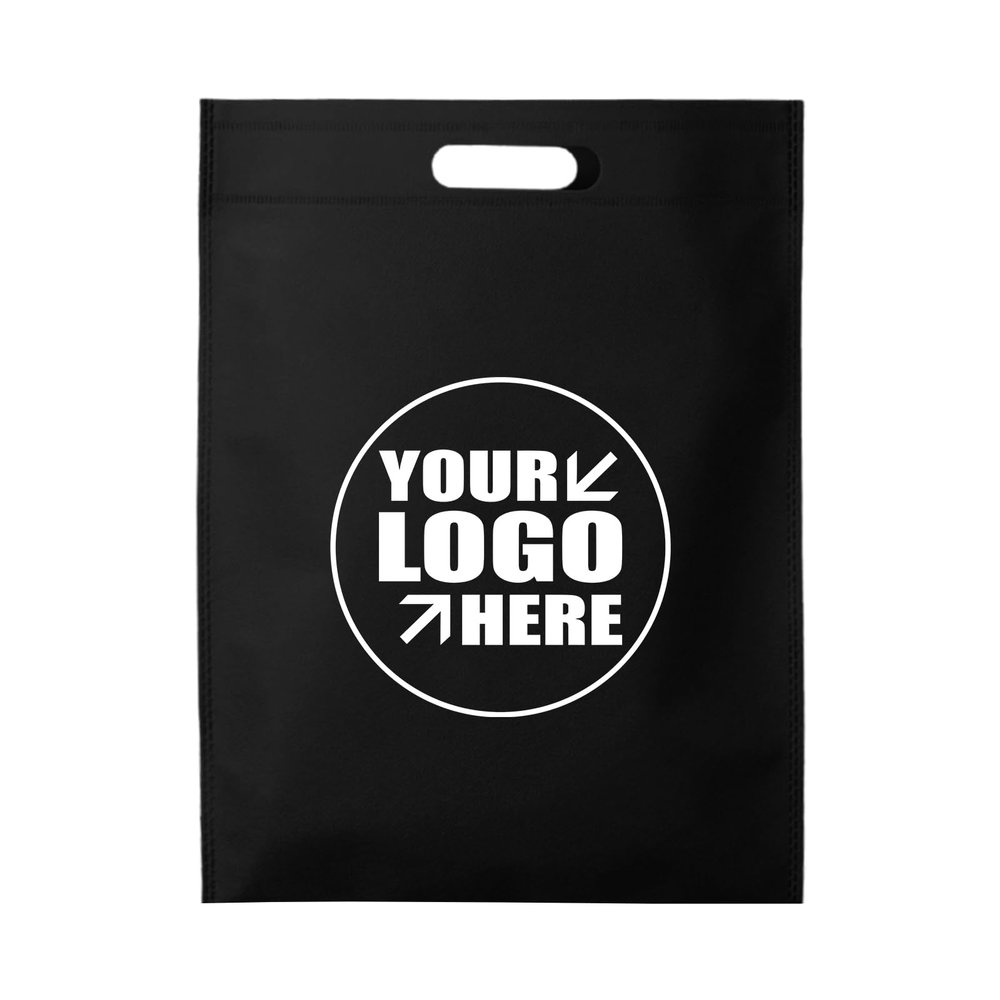 Muka (Price/100 PCS) TOPTIE 100 Pack Custom Non-woven Handle Tote Bag, Heat Sealed Shopping Bag Goodie present Bag-Black-10x14