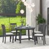 5-Piece Kitchen Dining Table Set, Extendable Round Dining Table with 4 High-Back Dining Chairs Wood Kitchen Dining Room Functional Furniture Set for 4 Person, for Dining Room, Gray view 2