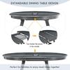 5-Piece Kitchen Dining Table Set, Extendable Round Dining Table with 4 High-Back Dining Chairs Wood Kitchen Dining Room Functional Furniture Set for 4 Person, for Dining Room, Gray view 3