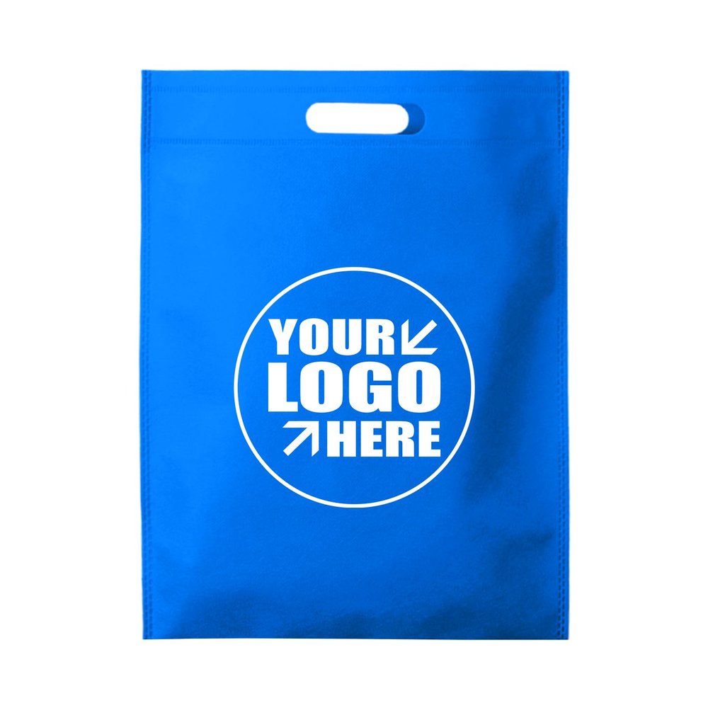Muka (Price/100 PCS) TOPTIE 100 Pack Custom Non-Woven Handle Tote Bag, Heat Sealed Shopping Bag Goodie Present Bag-Sky Blue-10x14
