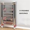 UVCMDUI Clothes Horse Indoor with Wheels, Airing Rack Clothes Airer Indoor Folding with Height-Adjustable Wings, Free-Standing Foldable Clothes Drying Rack for Indoor Outdoor,1.5m view 4