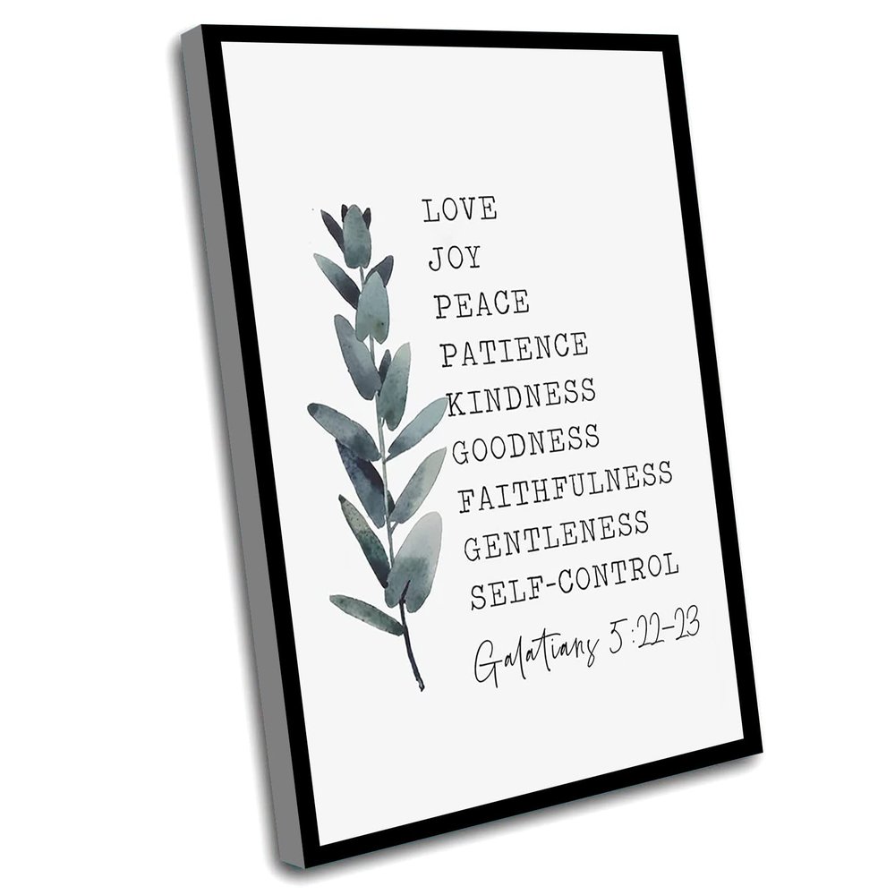 Canvas Quotes Wall Decor Bedroom,Fruit Of The Spirit Wall Art Printable,Fruit Of The Spirit Sign,Bible Verse Sign,Farmhouse Wall Decor,Galatians 5 22 Christian Gifts,16x24 Inch Framed Wall Art