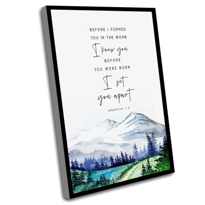 Above Bed Wall Decor,Jeremiah 1:5 Before I Formed You Set You Apart Bible Verse Print Watercolor Scripture Printable Wall Art Print Farmhouse Christian Nursery,8x12 Inch Framed Wall Art