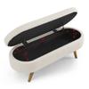 Deolme 43.5 L Storage Ottoman Bench, Modern Flip Top Entryway Bench, Upholstered Linen Fabric End of Bed Bench Footstool with Rubber Wood Legs for Living Room, Bedroom, Entryway (Beige) view 2
