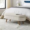 Deolme 43.5 L Storage Ottoman Bench, Modern Flip Top Entryway Bench, Upholstered Linen Fabric End of Bed Bench Footstool with Rubber Wood Legs for Living Room, Bedroom, Entryway (Beige) view 4