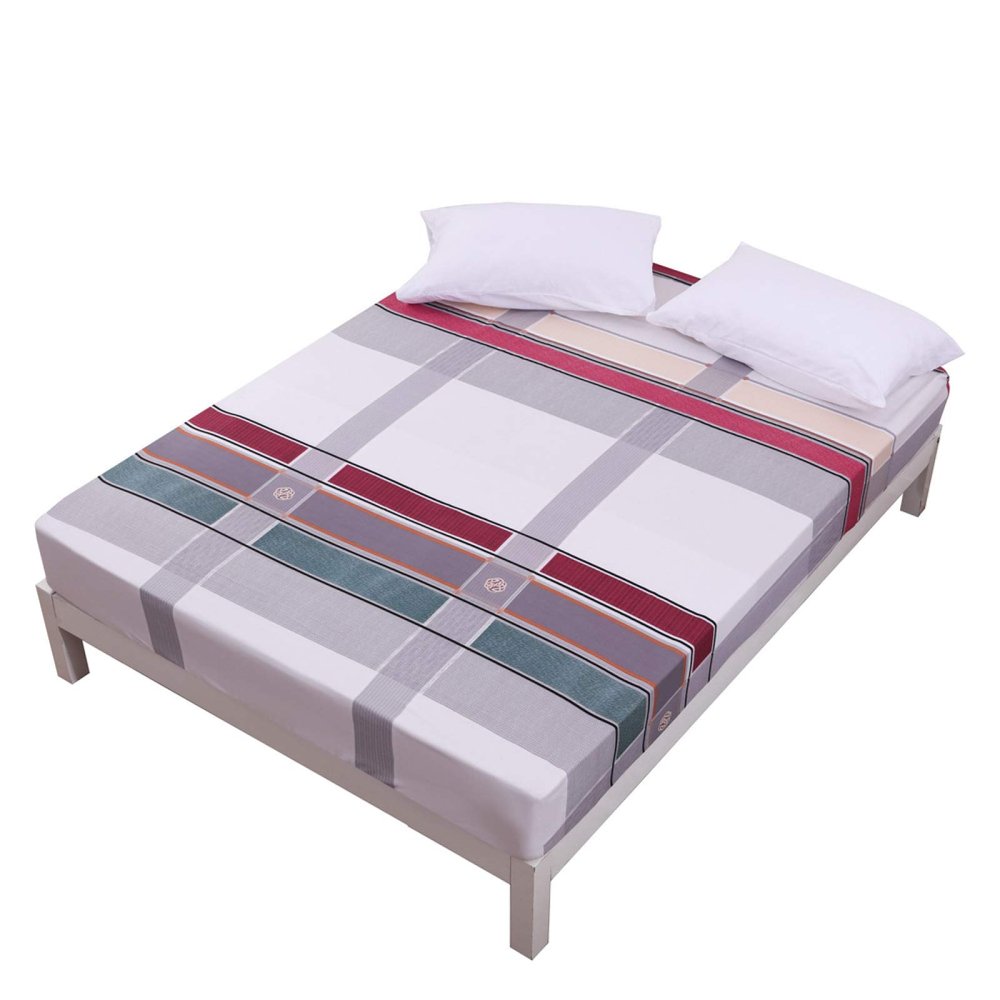 FCLDESHOP 4 Way Stretch Fitted Sheet,Poly Cotton Printed Brushed Bedding Sheets, Boys Girls Bedroom Deep Pocket Mattress Cover Mattress Topper,Square 2,140X200cmX25cm
