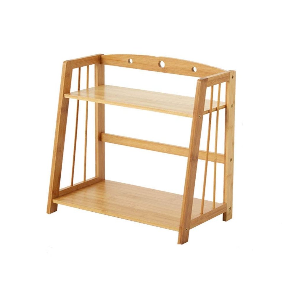NEWCES Bookcases Bookshelf 2-Tiers Bamboo Desktop Vertical Bookshelf Desktop Storage Rack Rack Student Multi-Function Small Bookshelf Bookcases and Book Shelves (Color : B)