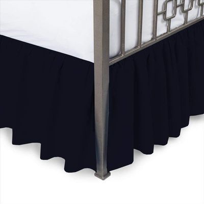 Queen Bed Skirt 6 Inch Drop Split Corner Ruffle Gathered Style, 100% Microfiber Luxury 1 Piece Bed Skirt Dust Ruffle Queen Size 60 x 80 Wrinkle & Fade Resistant - Navy Blue Solid.