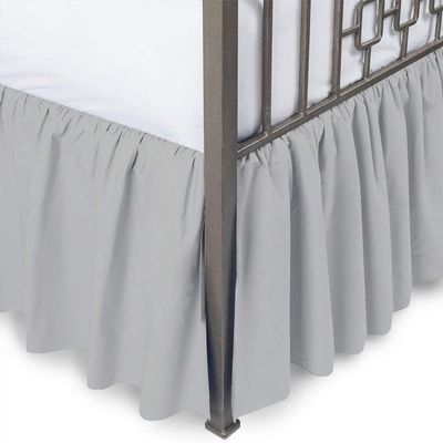 Twin-XL Bed Skirt 8 Inch Drop Split Corner Ruffle Gathered Style, 100% Microfiber Luxury 1 Piece Bed Skirt Dust Ruffle Twin-XL Size 39 x 80 Wrinkle & Fade Resistant - Light Grey Solid.