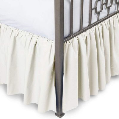 Twin-XL Bed Skirt 8 Inch Drop Split Corner Ruffle Gathered Style, 100% Microfiber Luxury 1 Piece Bed Skirt Dust Ruffle Twin-XL Size 39 x 80 Wrinkle & Fade Resistant - Ivory Solid.