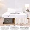Twin-XL Bed Skirt 8 Inch Drop Split Corner Ruffle Gathered Style, 100% Microfiber Luxury 1 Piece Bed Skirt Dust Ruffle Twin-XL Size 39 x 80 Wrinkle & Fade Resistant - Ivory Solid. view 3
