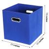 SEVENDOME Fabric Cloth Storage Bins,Fabric Cube Bins Organizer with Dual Handles Foldable Cube Storage Baskets for Home Bedroom Storage,Set of 3,(Dark Blue) view 2