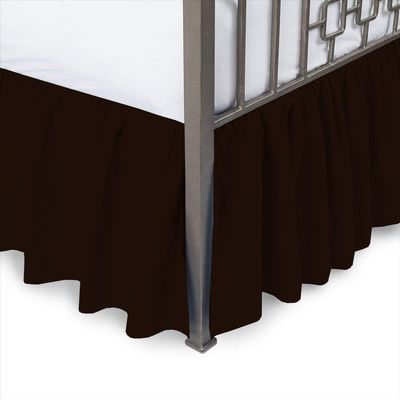 Cal-King Bed Skirt 18 Inch Drop Split Corner Ruffle Gathered Style, 100% Microfiber Luxury 1 Piece Bed Skirt Dust Ruffle Cal-King Size 72 x 84 Wrinkle & Fade Resistant - Chocolate Solid.