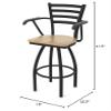 415 Jackie with Arms 25" Swivel Counter Stool with Black Wrinkle Finish and Natural Maple Seat view 2
