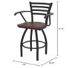 415 Jackie with Arms 25" Swivel Counter Stool with Black Wrinkle Finish and Dark Cherry Oak Seat view 2