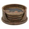 1 Set of Faux Wood Rustic Forest Black Bear Coaster Holder with 4 Round Coasters view 1