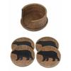 1 Set of Faux Wood Rustic Forest Black Bear Coaster Holder with 4 Round Coasters view 3