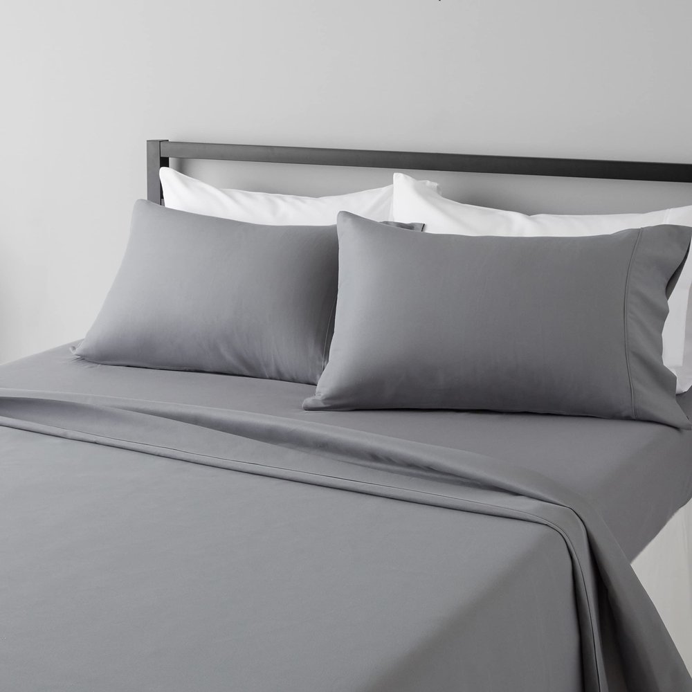 800 Thread Count 4-Piece Bed Sheet Set-100% Cotton Bedding Set Dark Grey Full Size Sheets-Long Staple Cotton, Breathable & Cooling Sheet, Soft Sateen Weave, Fits Mattress Upto 12" Deep Pockets