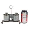 1 Pcs Of Galvanized Metal Western Rustic Black Bear Salt & Pepper Shakers Holder Carrier view 4