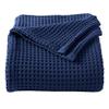 100% Cotton Waffle Weave Bed Blanket | Soft, Breathable, and Lightweight Blanket for All-Season | Perfect for Layering | Brielle Collection (Full/Queen, Navy) view 1