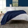 100% Cotton Waffle Weave Bed Blanket | Soft, Breathable, and Lightweight Blanket for All-Season | Perfect for Layering | Brielle Collection (Full/Queen, Navy) view 2