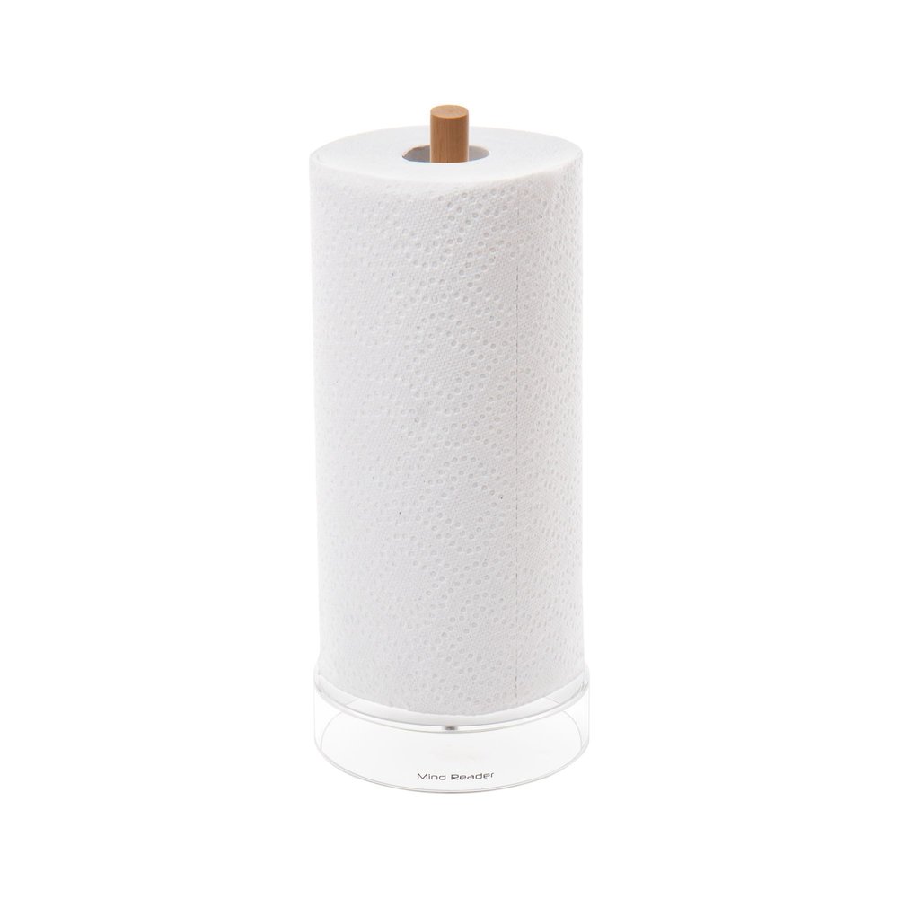 Mind Reader Paper Towel Holder, Kichen Storage, Countertop Organizer, Caddy, Kitchen, Acrylic, 6"L x 6"W x 14.65"H, Brown