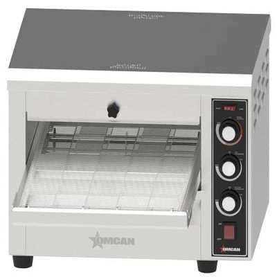 COUNTERTOP PIZZA COMMERCIAL CONVEYOR OVEN WITH 15 BELT OMCAN 48387. RECOMMENDED COOKING TIMES: 12-14 Blanched Pizza, Meat & Cheese Sandwich,Meatball, Garlic Bread, Fish (sizzle platter)