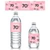 Distinctivs Party Pink 70th Birthday Party Water Bottle Labels - 20 Waterproof Wrappers, 70th Birthday Decorations for Women view 1