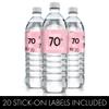 Distinctivs Party Pink 70th Birthday Party Water Bottle Labels - 20 Waterproof Wrappers, 70th Birthday Decorations for Women view 4