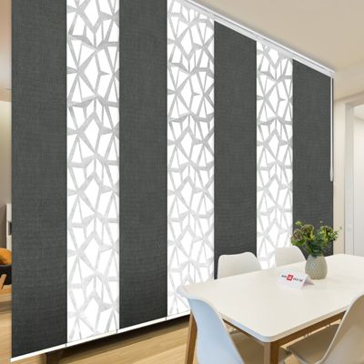 7-Panel Single Rail White Panel Track Extendable 110"-153" W x 94" H, Panel Width 23.5", ICY White, Pebble