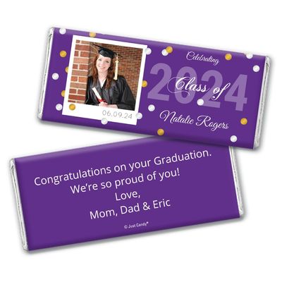12ct Personalized Graduation Party Favors Wrapped Candy Bars with Photo (12 Count) - Purple