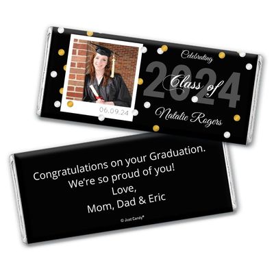 12ct Personalized Graduation Party Favors Wrapped Candy Bars with Photo (12 Count) - Black Class of 2024