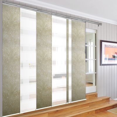 7-Panel Single Rail Panel Track Extendable 110"-153"W x 94"H, Panel width 23.5", Plateu White, Dahlia