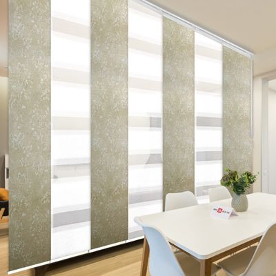 7-Panel Single Rail White Panel Track Extendable 110"-153" W x 94" H, Panel Width 23.5", Plateu White, Dahlia