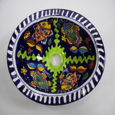 13" X 10" TALAVERA SINK drop in or undermount mexican bathroom handmade ceramic