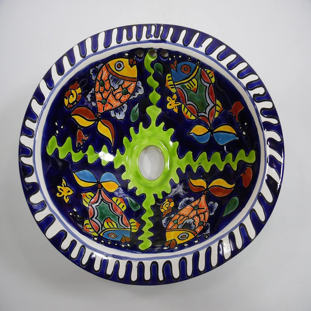 13" X 10" TALAVERA SINK drop in or undermount mexican bathroom handmade ceramic