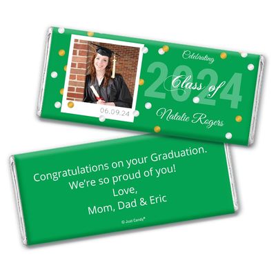 12ct Personalized Graduation Party Favors Wrapped Candy Bars with Photo (12 Count) - Green