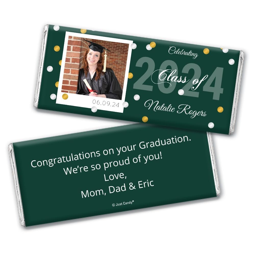 12ct Personalized Graduation Party Favors Wrapped Candy Bars with Photo (12 Count) - Forest