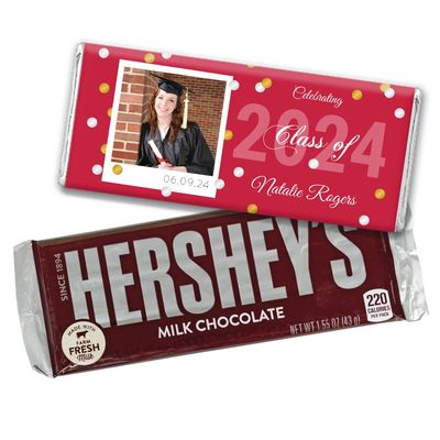 12ct Personalized Graduation Party Favors Wrapped Candy Bars with Photo Class of 2024 (12 Count) with Photo - Red