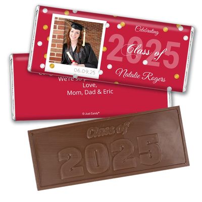 12ct Personalized Graduation Party Favors Engraved Chocolate Bars with Photo (12 Count) with Photo - Red